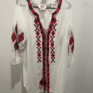Figue - Tula Embroidered Tassel Dress in Clean White, Size Small P2P 20’